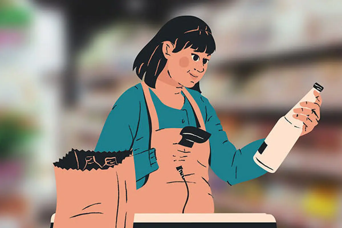 Supermarkt Laden Kasse Scan Barcode Einkauf