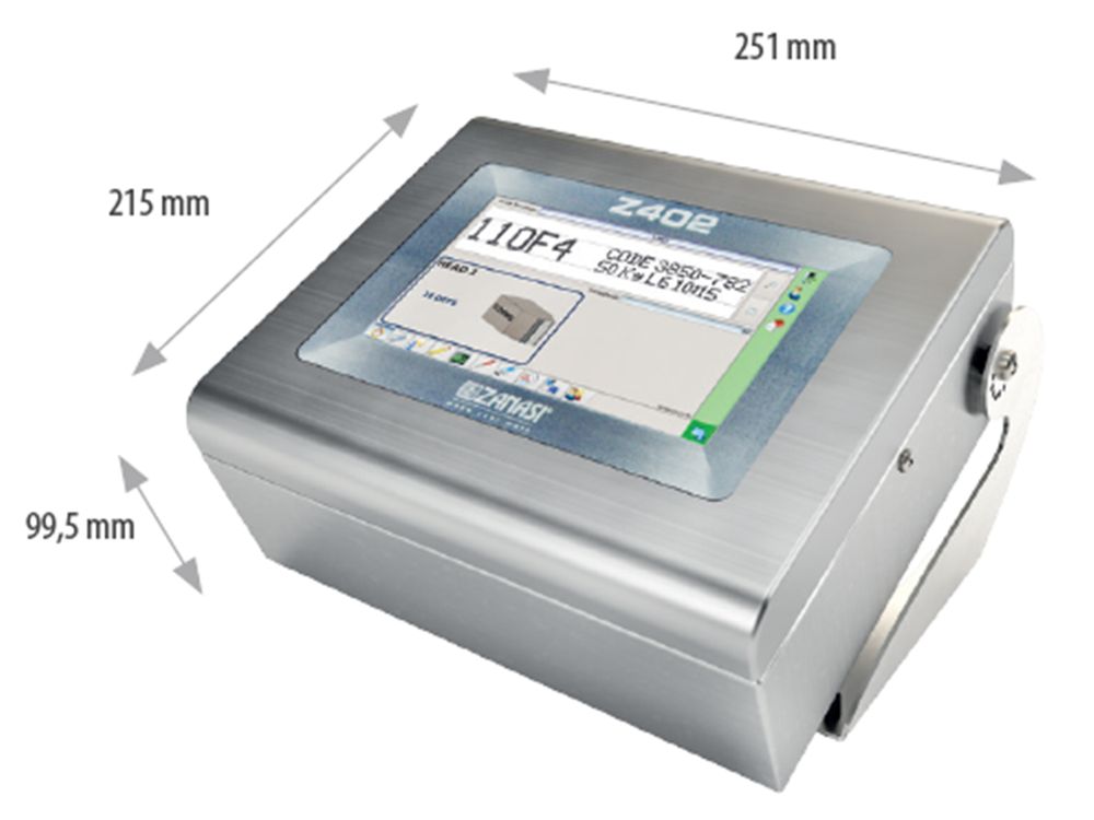Dimensions du contrôleur d’impression à jet d’encre Zanasi DOD Z402