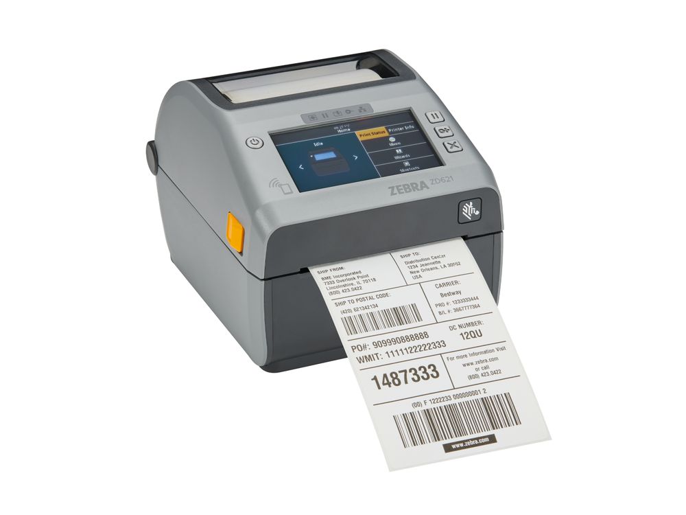 Imprimante de bureau Zebra ZD621d avec écran couleur pour l’impression d’étiquettes d’expédition