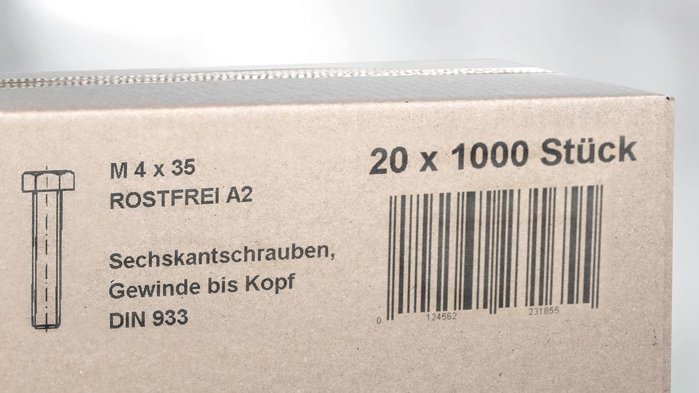 Carton imprimé avec l’imprimante à jet d’encre Markoprint X1JET MX