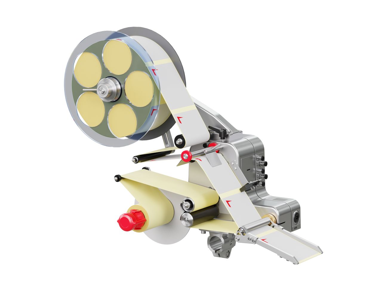 Distributeur d’étiquettes Alpha Compact avec étiquettes droite