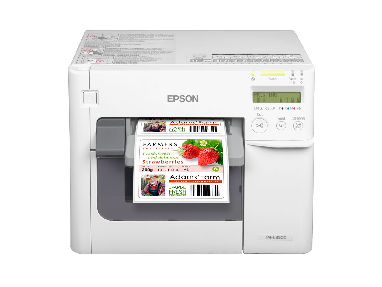 Imprimante d’étiquettes couleur Epson ColorWorks C3500 avec étiquette face avant