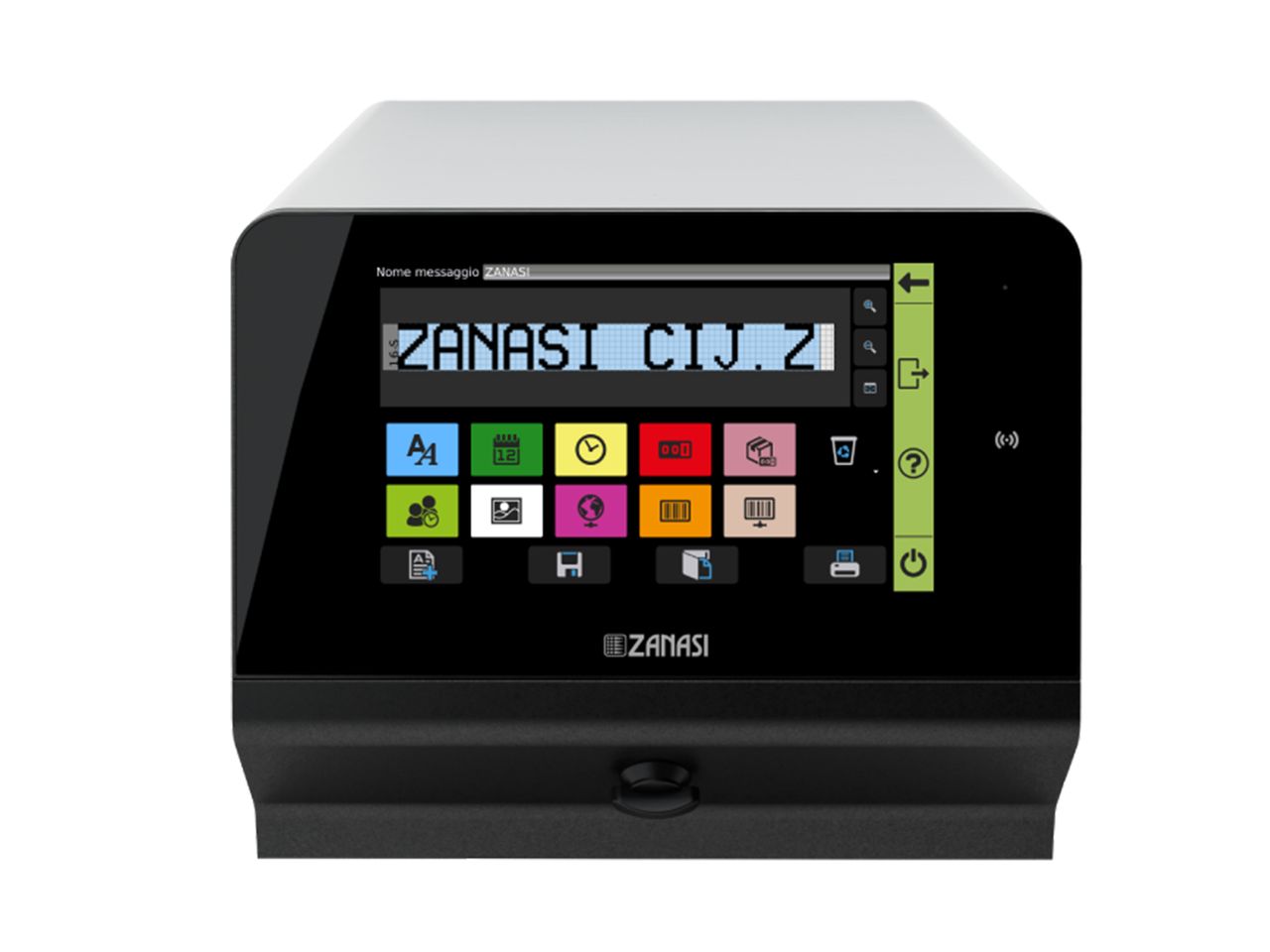 Zanasi CIJ.Z Imprimante à jet d’encre Face avant Détail de l’écran