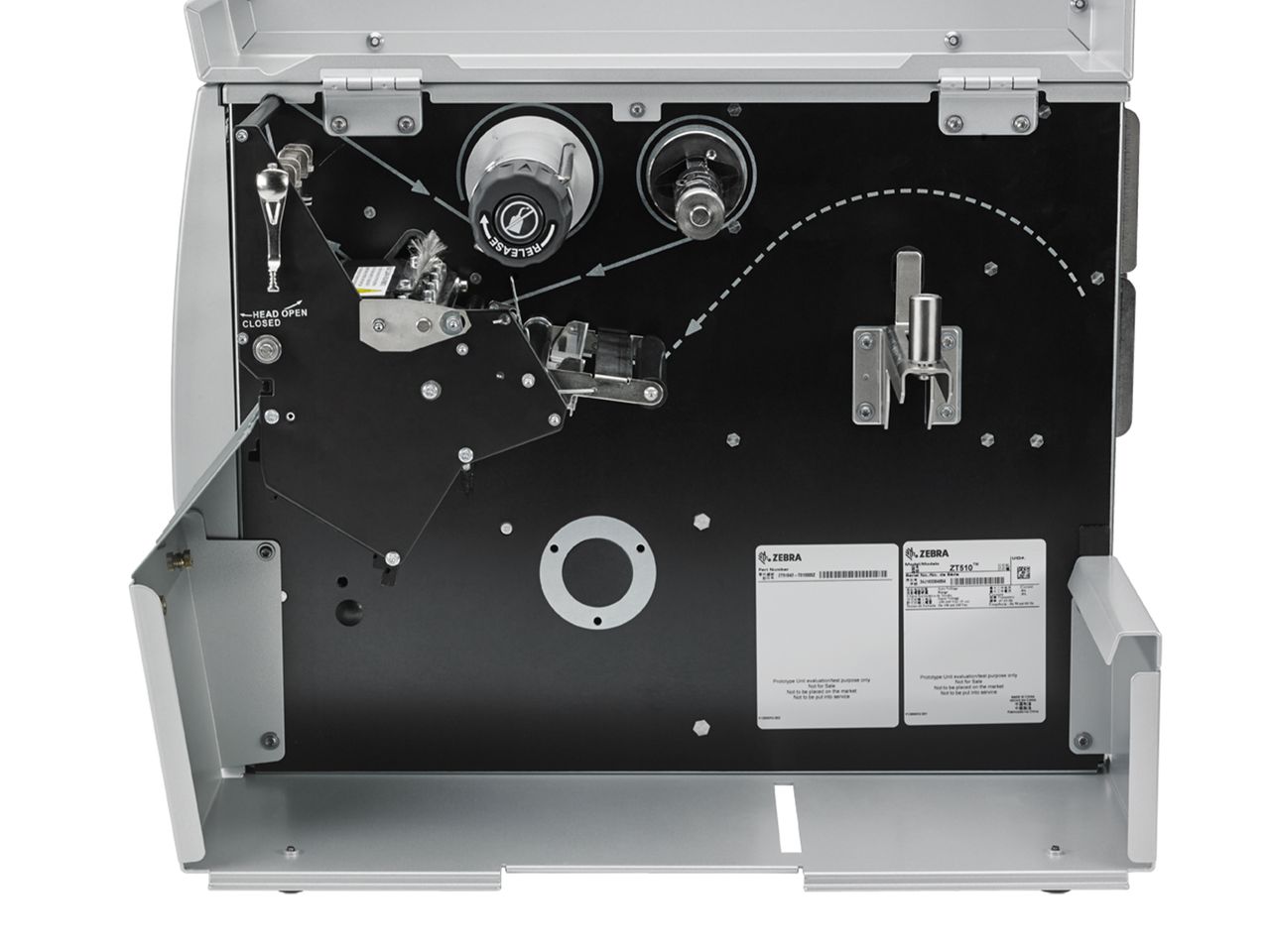 Imprimante d’étiquettes Zebra ZT510 Page ouverte