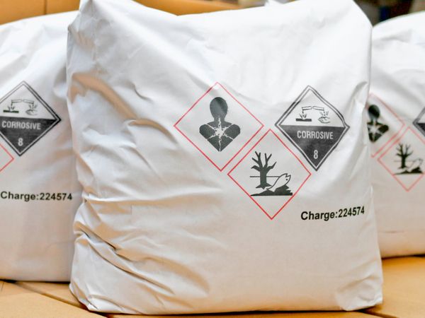 Sacs en papier SGH étiquetés avec l’imprimante à jet d’encre Markoprint integra PP 108 bicolore