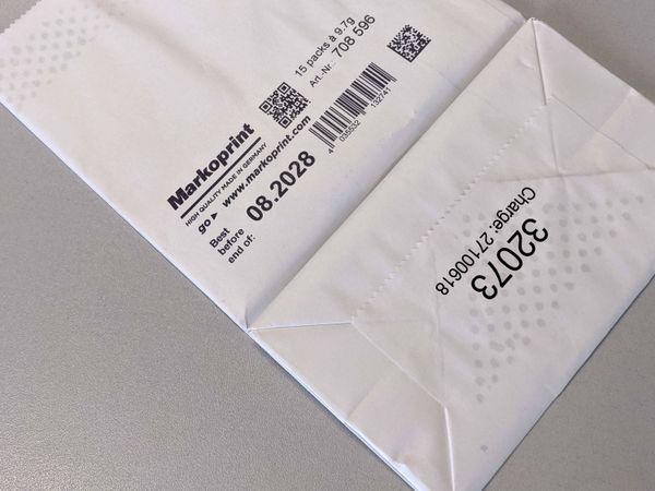 Sac en papier imprimé avec l’imprimante à jet d’encre Markoprint integra Singular 108