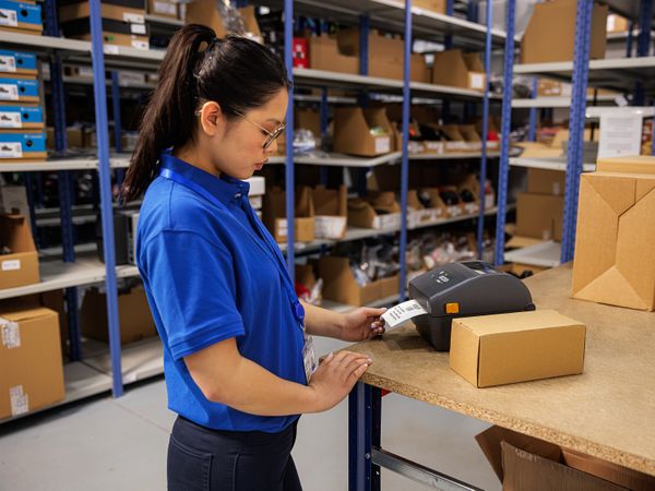 Imprimante Zebra ZD421 dans l’entrepôt d’un magasin