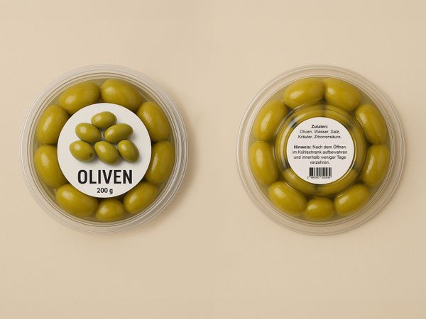 Système d’étiquetage Geset 247 étiquette sur bol d’olives