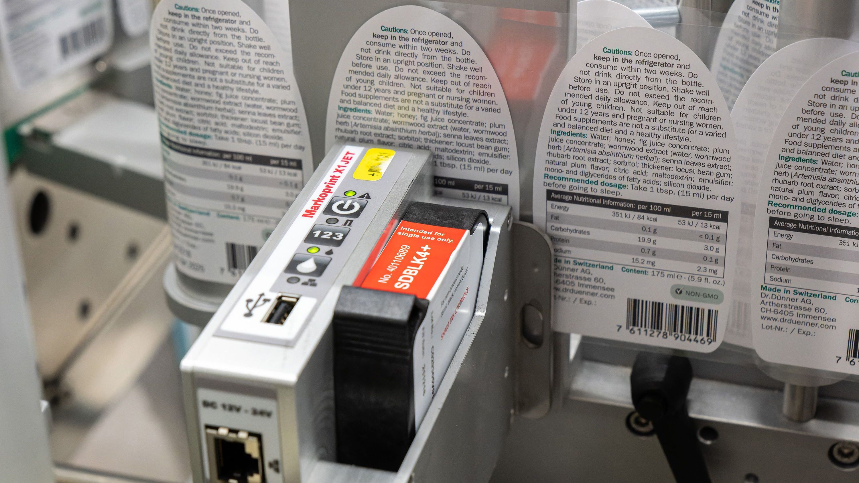 Étiquette imprimée avec l’imprimante à jet d’encre Markoprint X1JET HP Standard