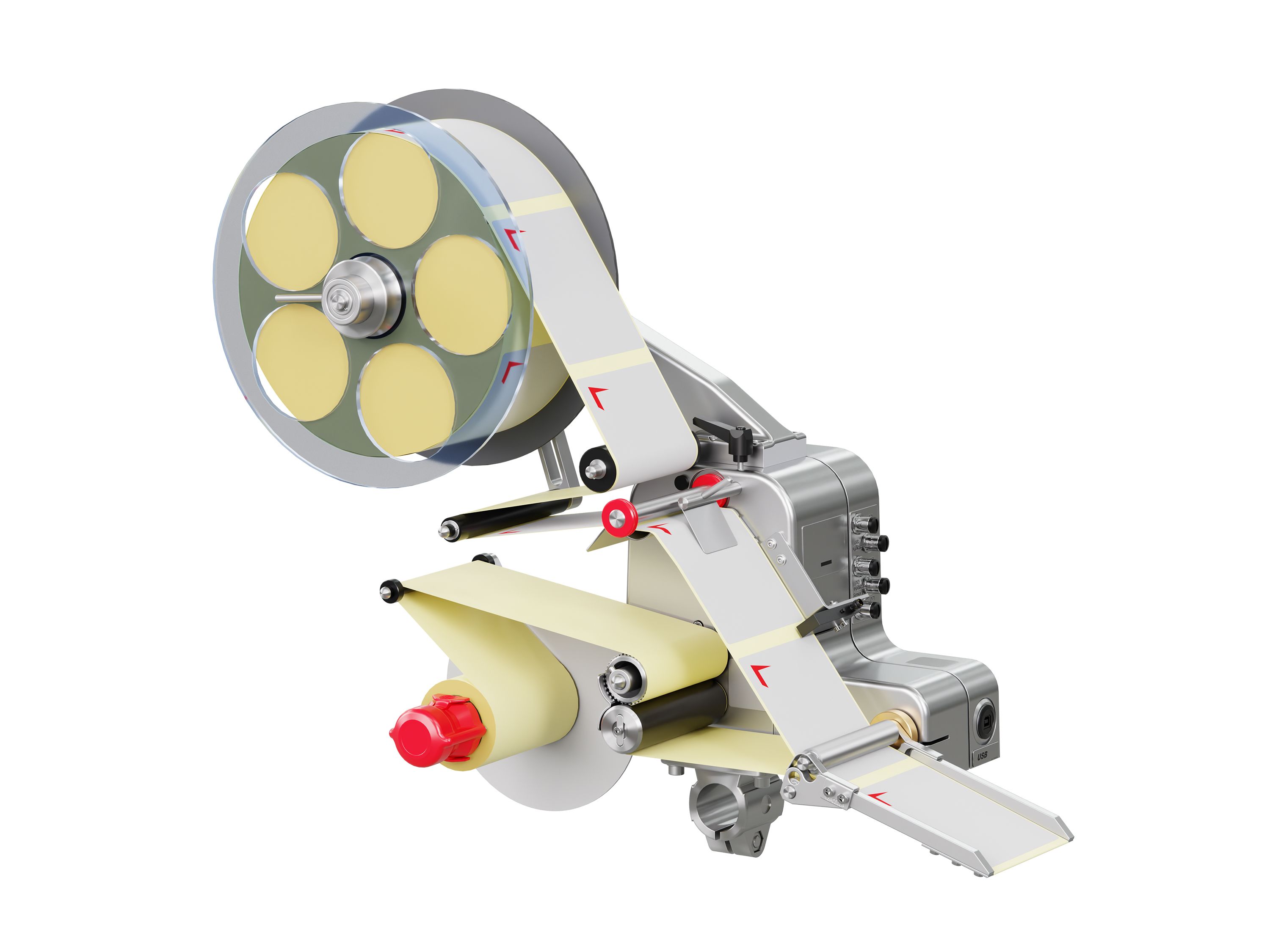 Distributeur d’étiquettes Alpha Compact avec étiquettes droite