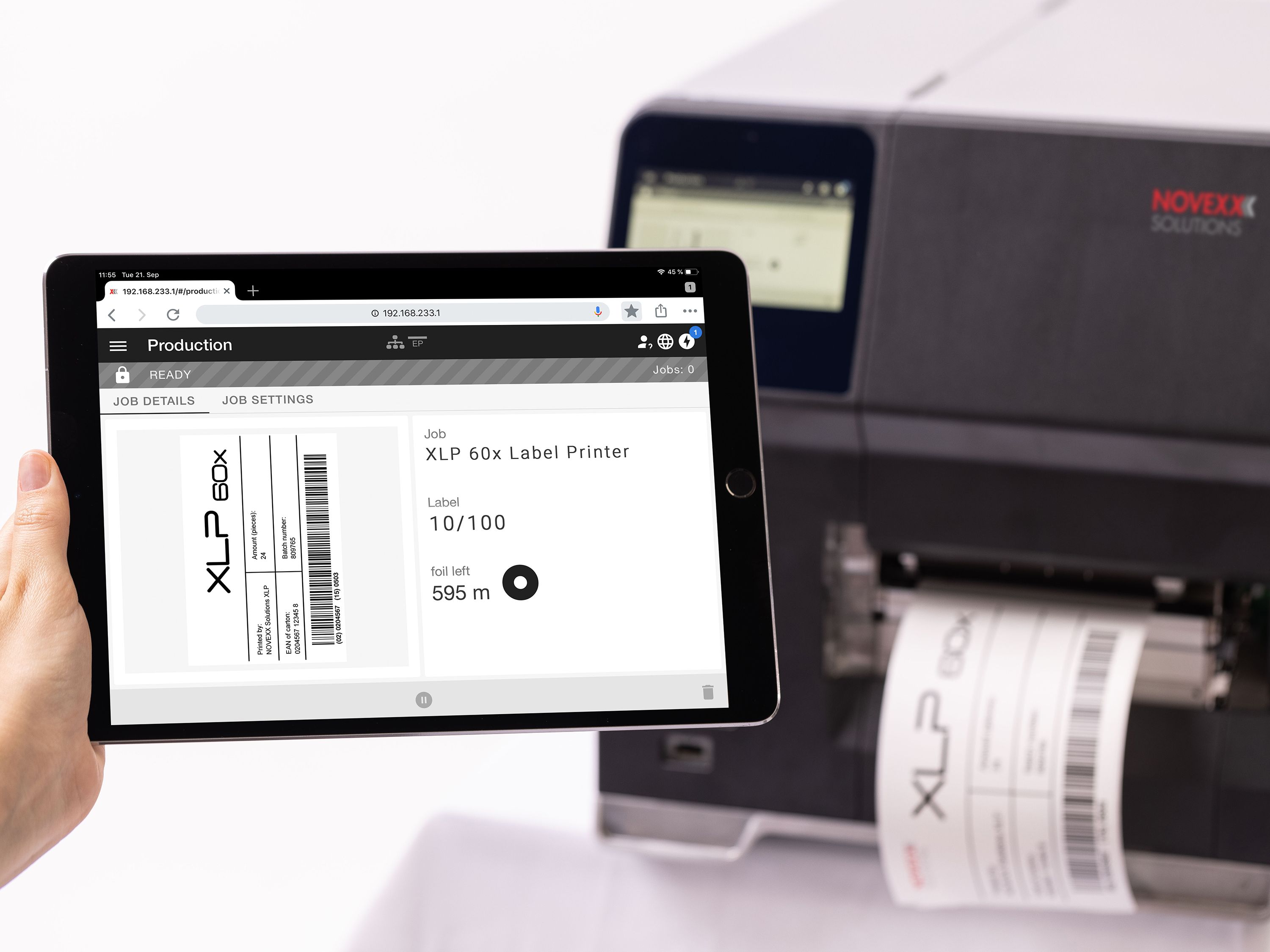 Novexx xlp 60x basic imprimante d’étiquettes avec interface web par tablette