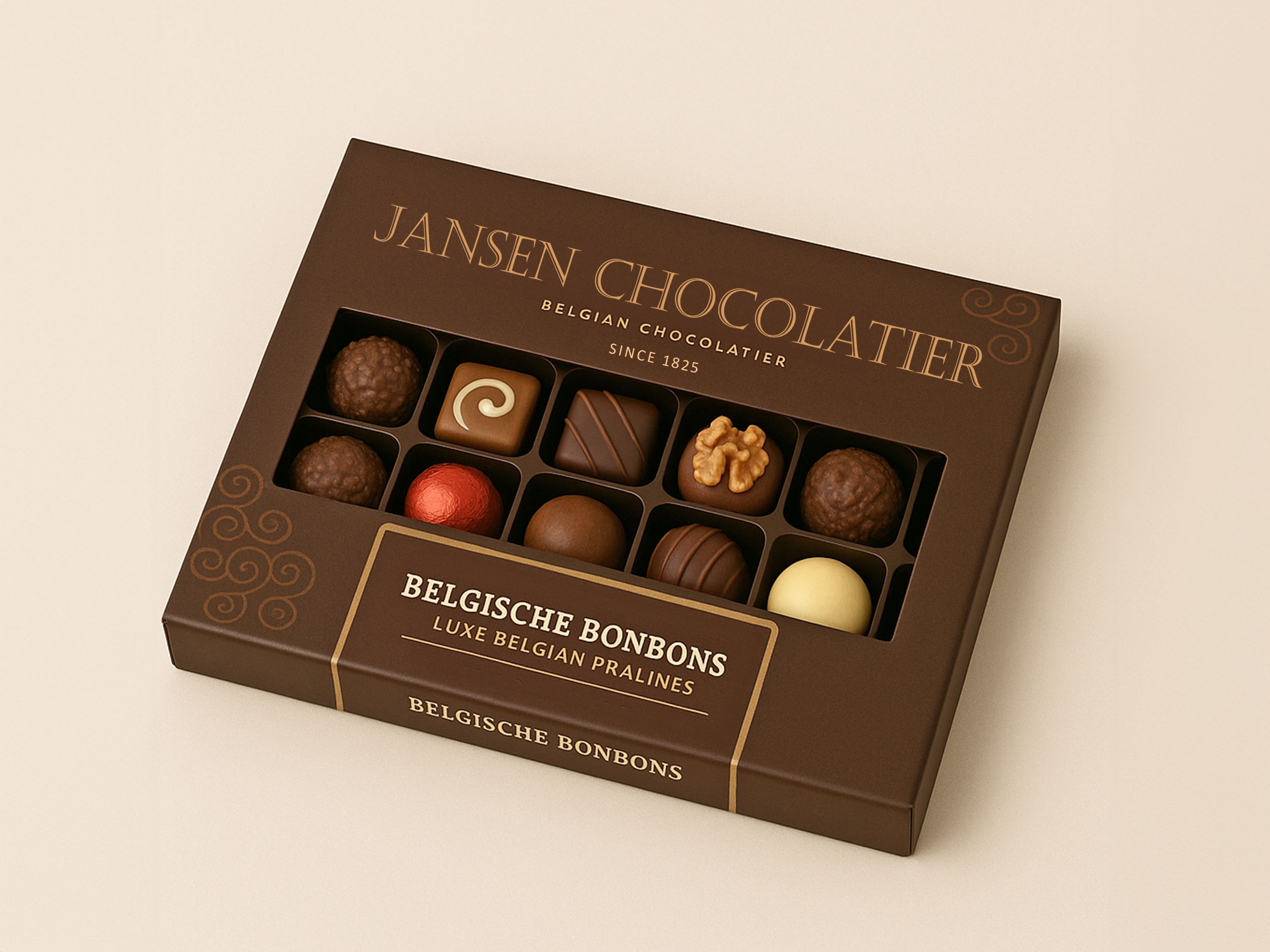 Système d’étiquetage Geset 218 étiquette C-Wrap sur boîte de pralines
