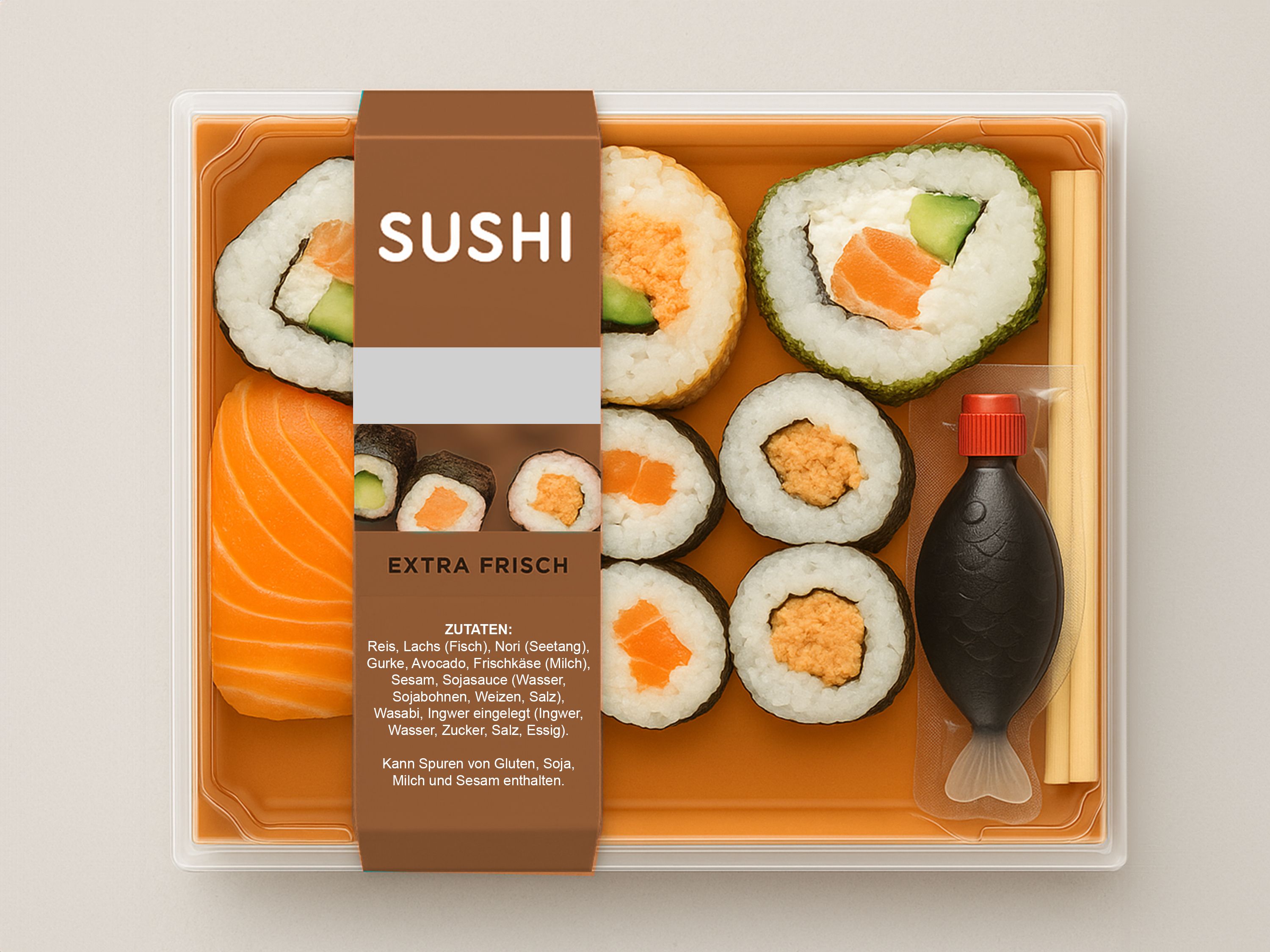 Système d’étiquetage Geset 249 étiquette D-Wrap sur sushi