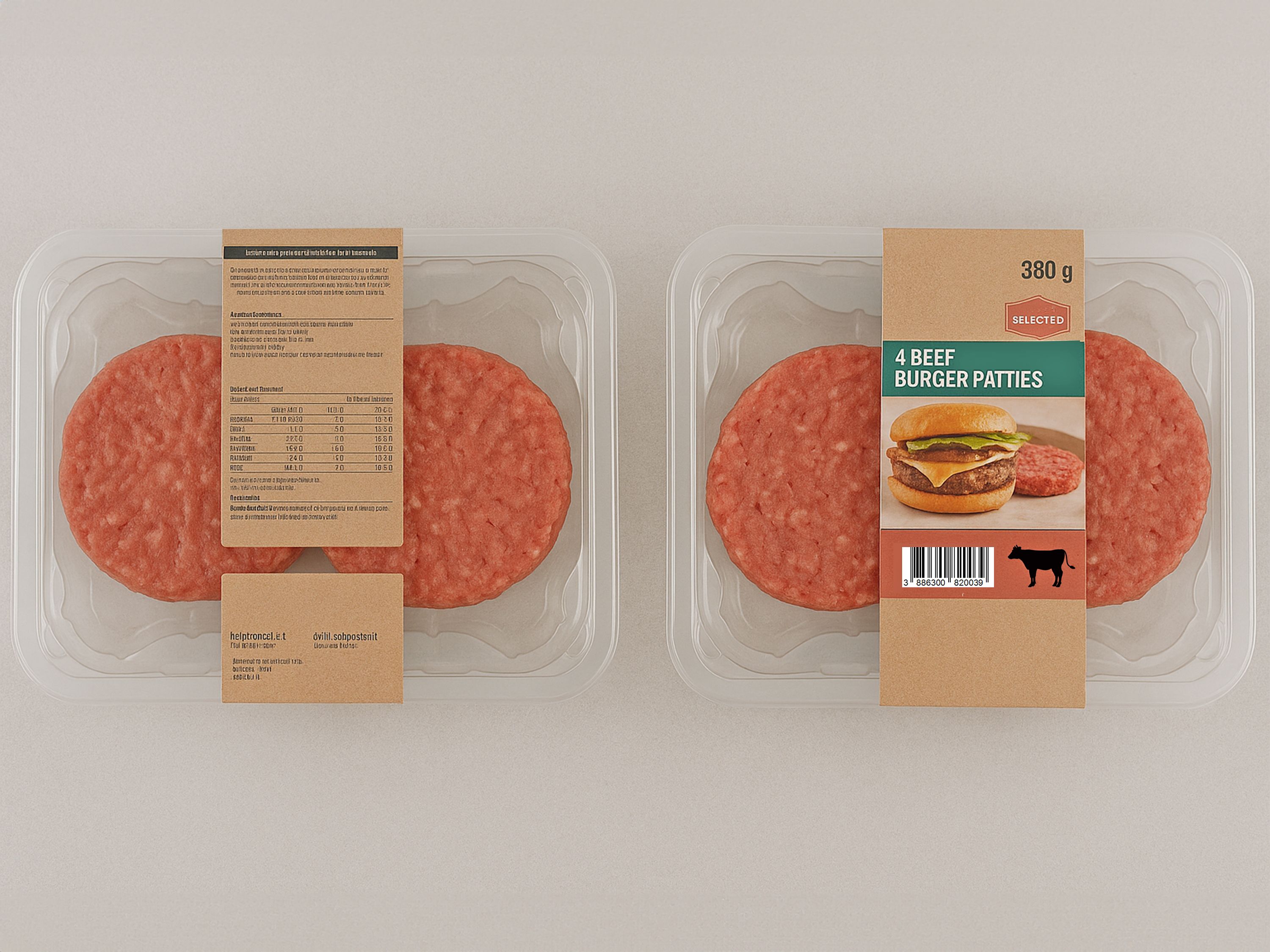 Système d’étiquetage Geset 249 étiquette D-Wrap sur steaks hachés de bœuf