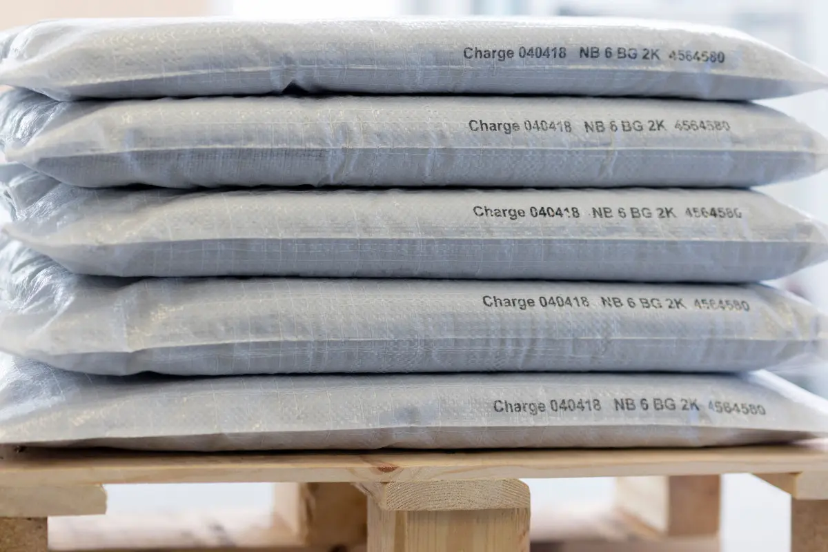 Big bags on pallet marked with inkjet printing