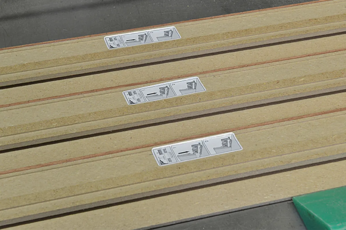 label on a wooden strip