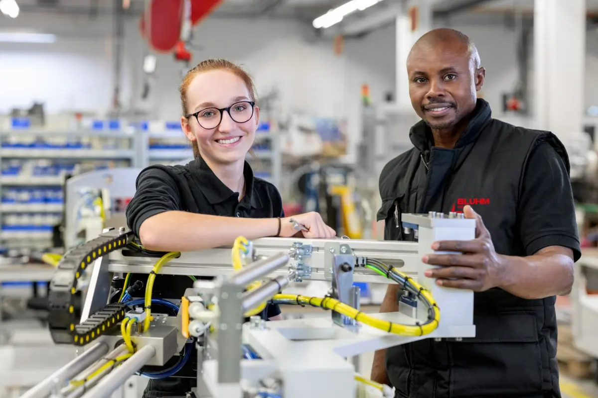 Trainee mechatronics engineers at labelling and marking expert Weber Marking Systems